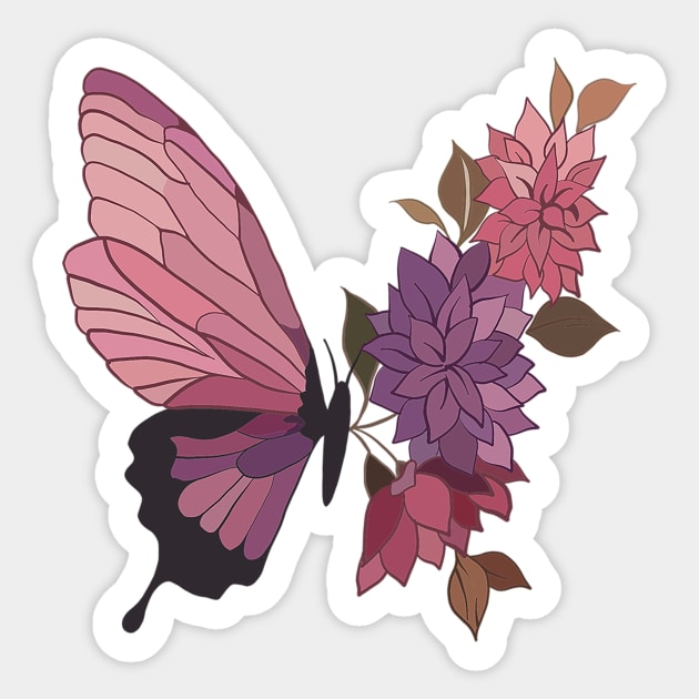 Pink Butterfly Sticker by jenartfart